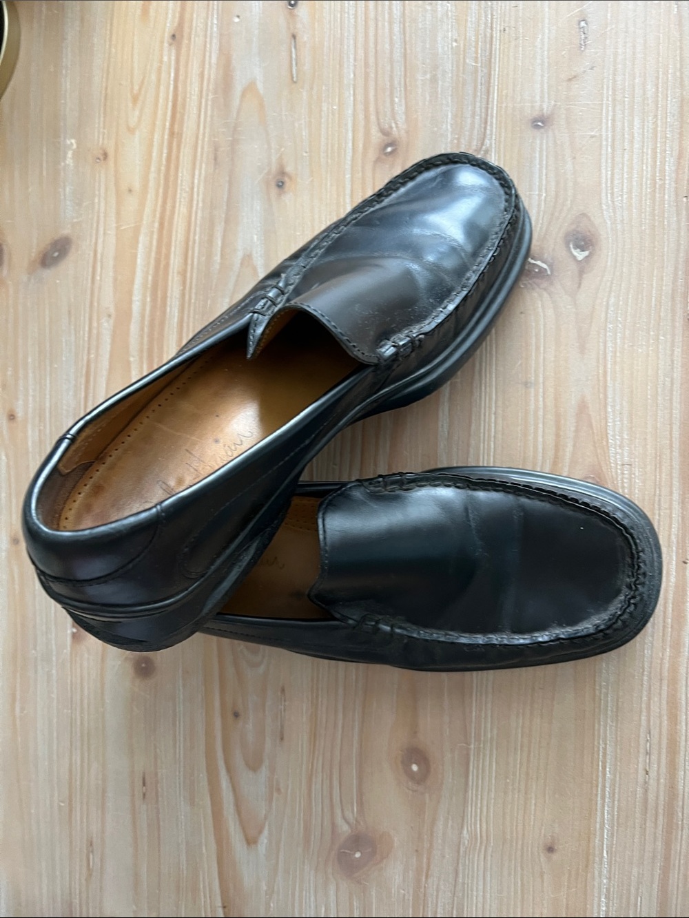 Cole Haan Black Leather Slip-On Moccasin Loafers